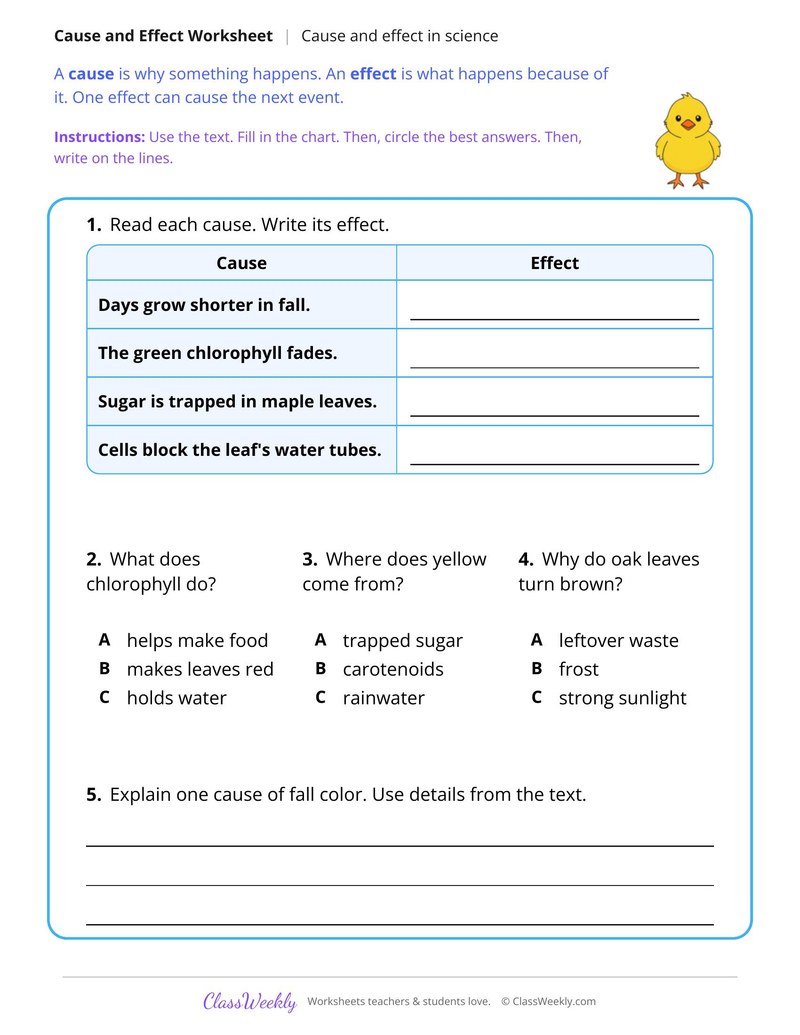 Cause and Effect in a Text About Why Leaves Change Color - Page 2