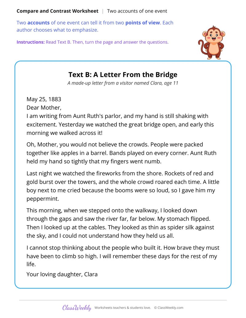 Compare Two Accounts of the Opening of the Brooklyn Bridge