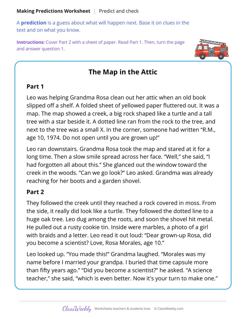 Make Predictions in a Story About a Mysterious Map - Page 1