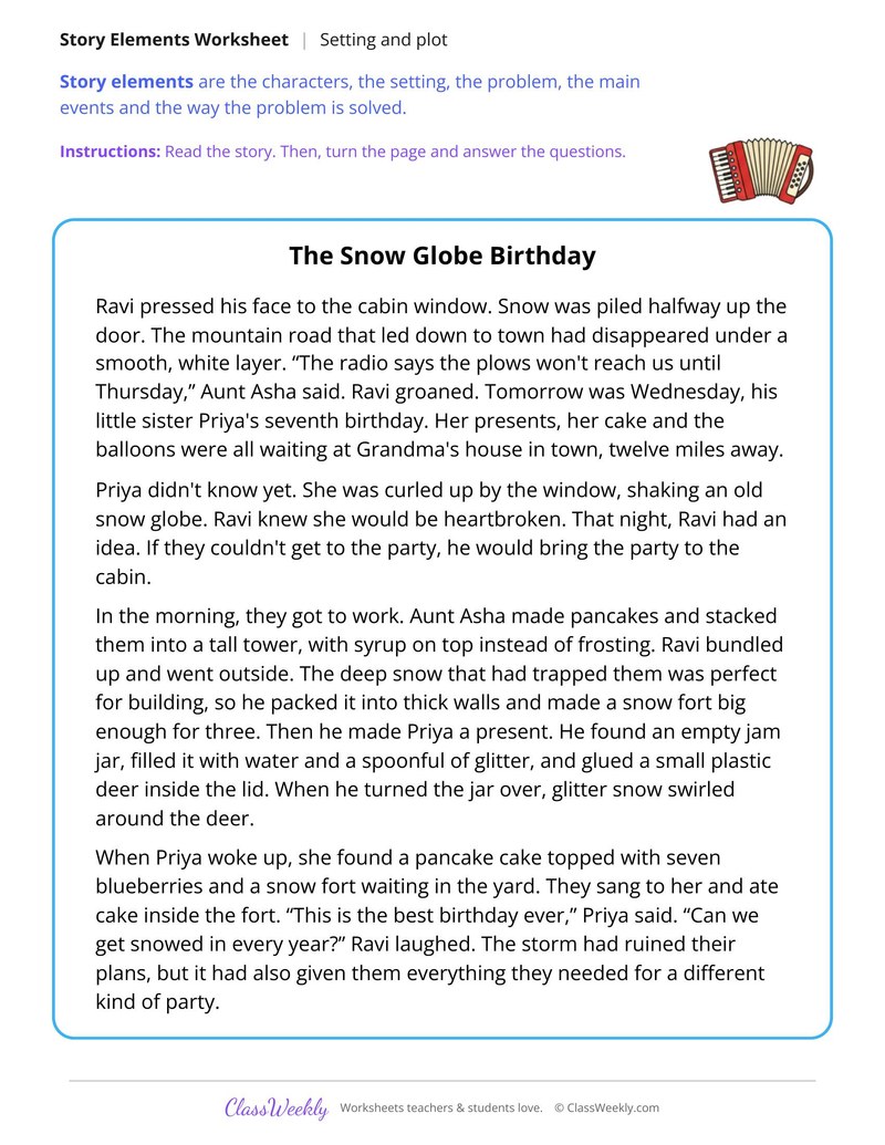 Story Elements in a Story About a Snowed-In Cabin - Page 1