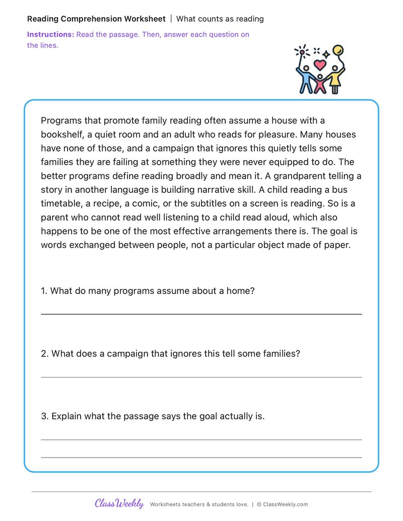 What counts as reading - Family Literacy Day