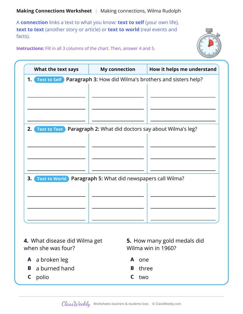 Make Connections to the Story of Wilma Rudolph - Page 2