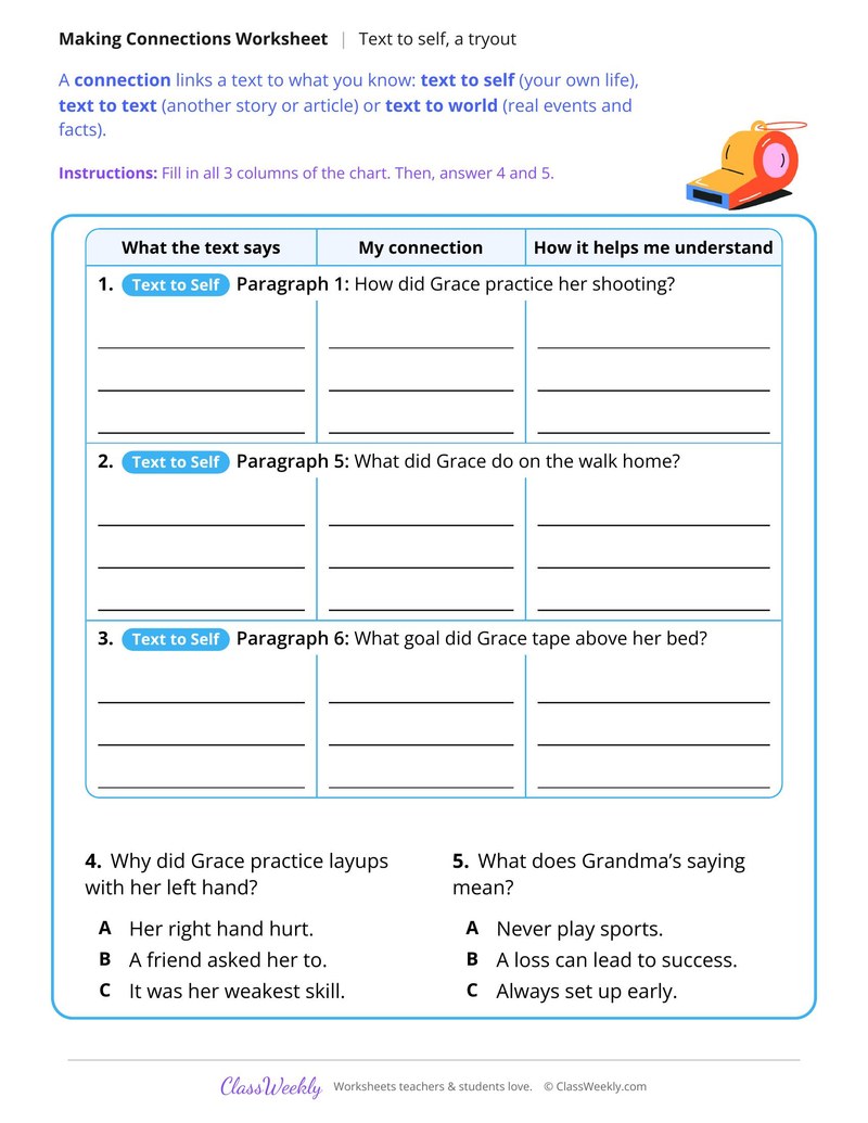 Make Text to Self Connections, The Tryout - Page 2