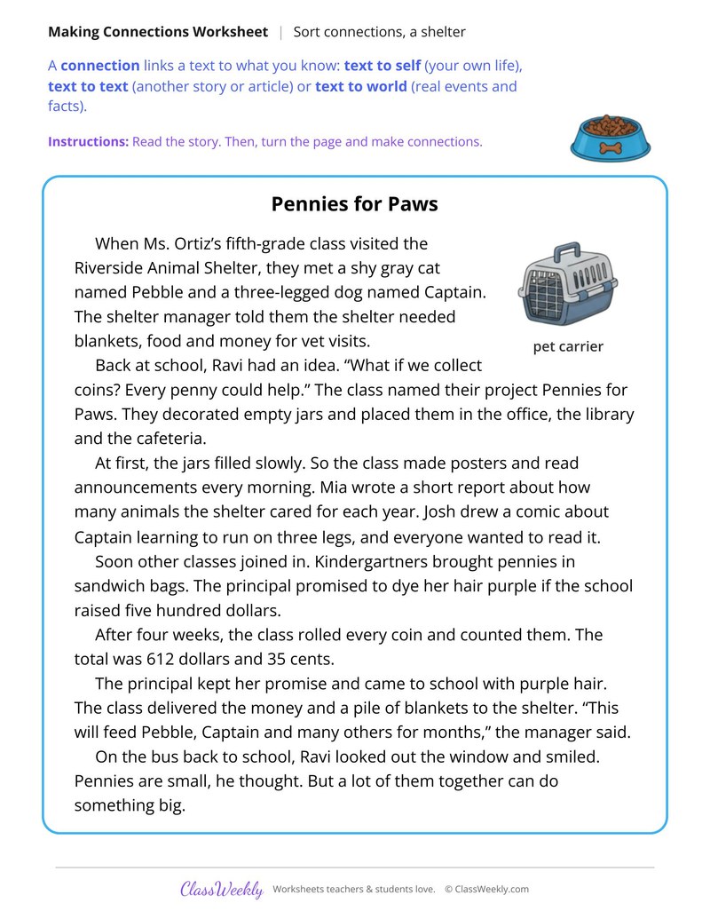Name the Connection, Self, Text or World - Page 1