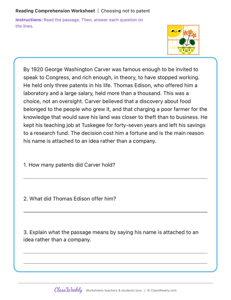 Choosing not to patent - George Washington Carver