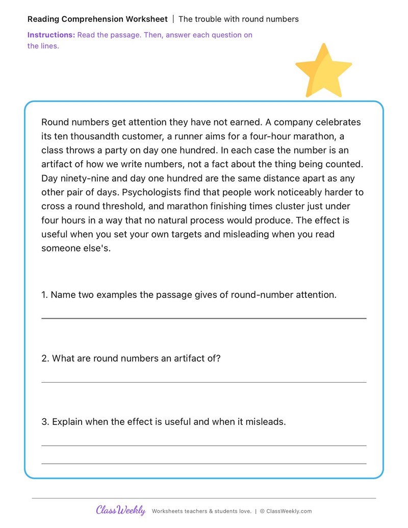 The trouble with round numbers - 100th Day of School