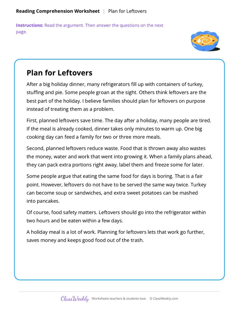 Reading, leftovers - Thanksgiving - Page 1