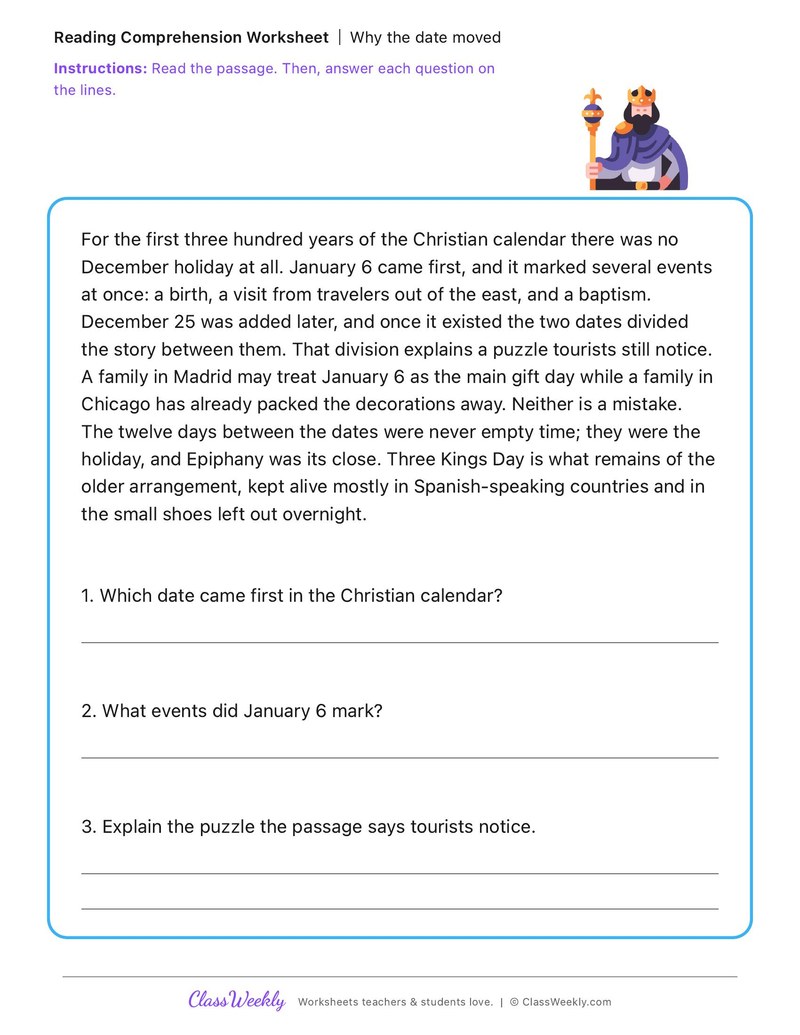 Why the date moved - Three Kings Day (Epiphany)