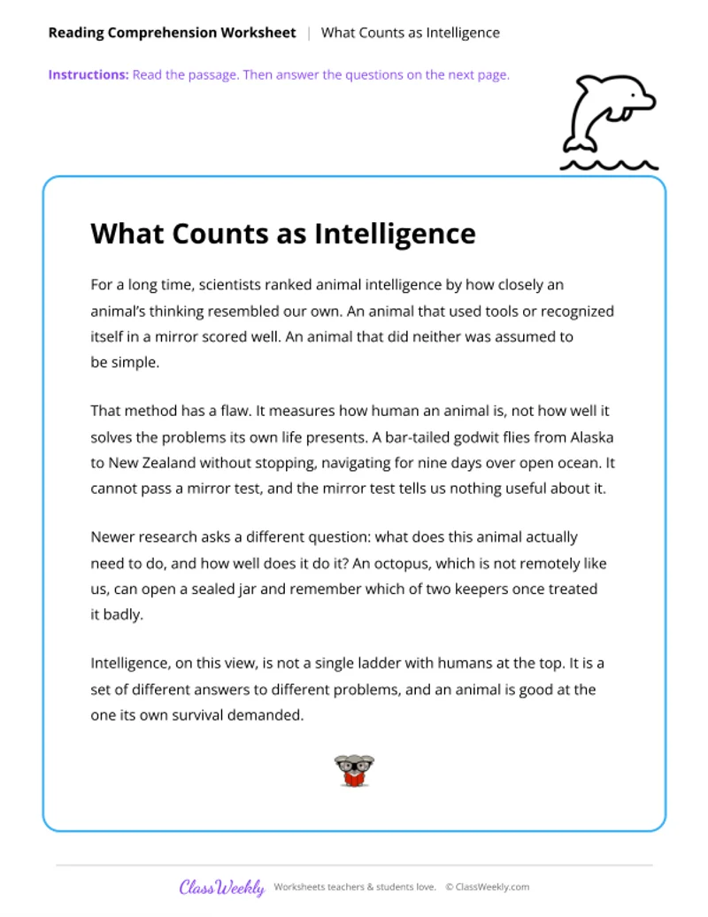 Reading Comprehension - What Counts as Intelligence - Page 1