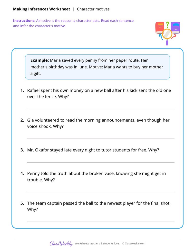 Making Inferences: Character motives