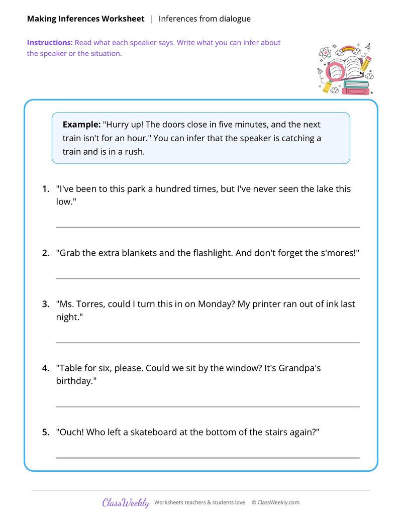 Making Inferences: Inferences from dialogue