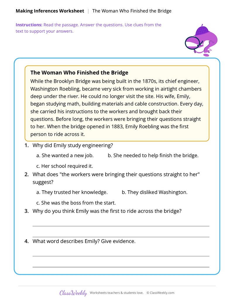 Making Inferences: The Woman Who Finished the Bridge