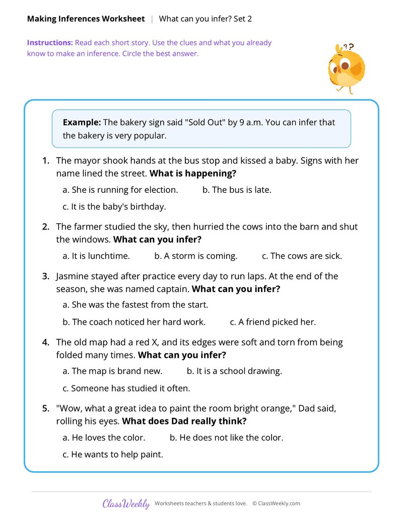 Making Inferences: What can you infer? Set 2
