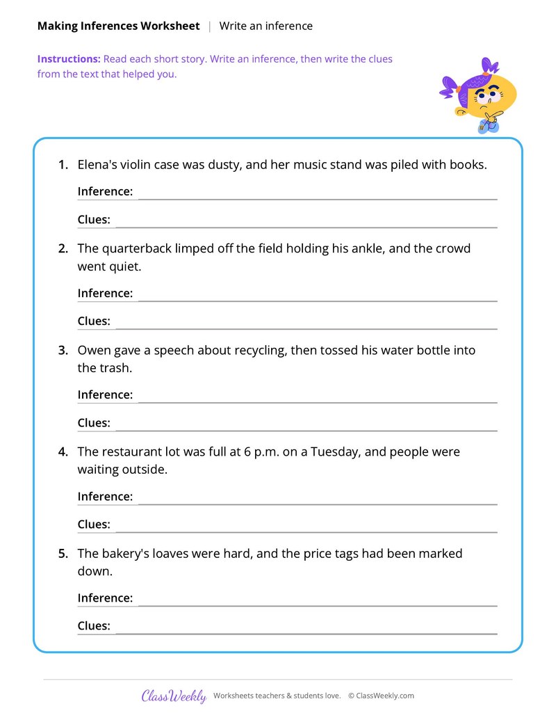 Making Inferences: Write an inference