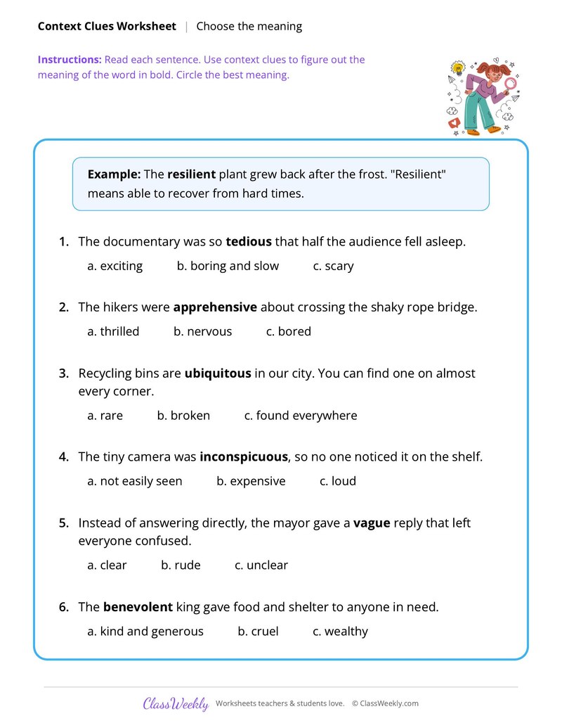 Context Clues: Choose the meaning