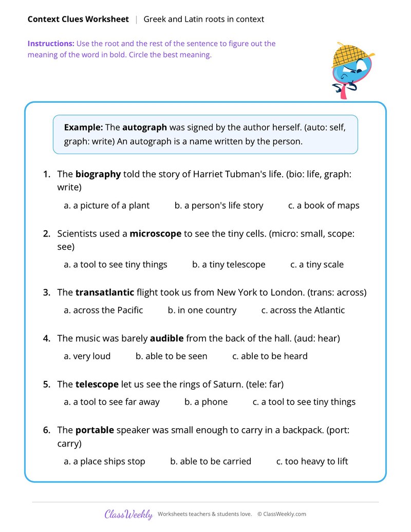 Context Clues: Greek and Latin roots in context