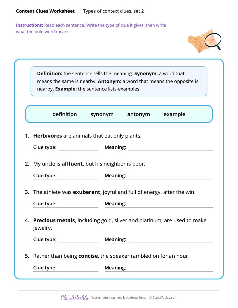 Types of context clues, set 2