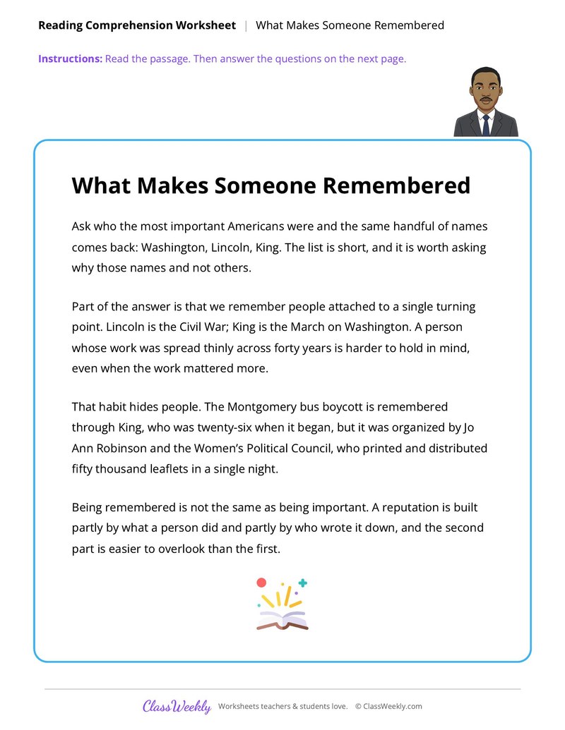 What Makes Someone Remembered - Famous Americans - Page 1