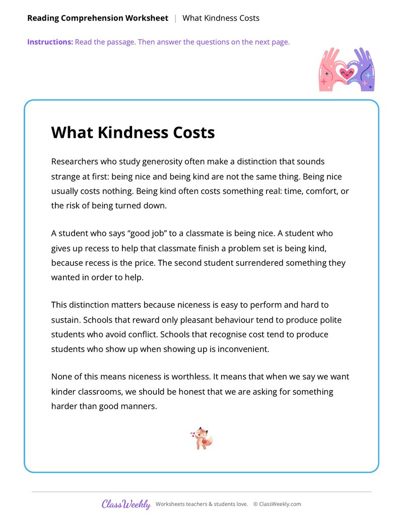 What Kindness Costs - Friendship & Kindness - Page 1