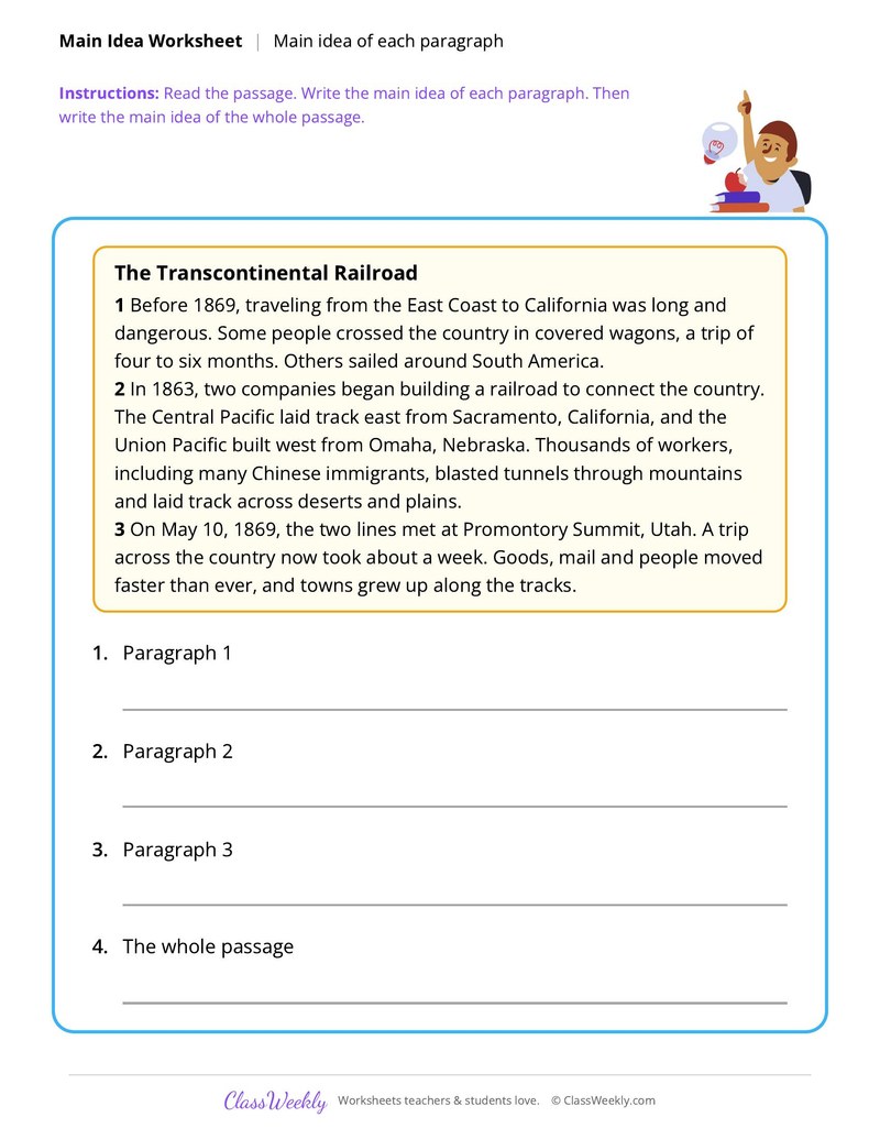 Main idea of each paragraph