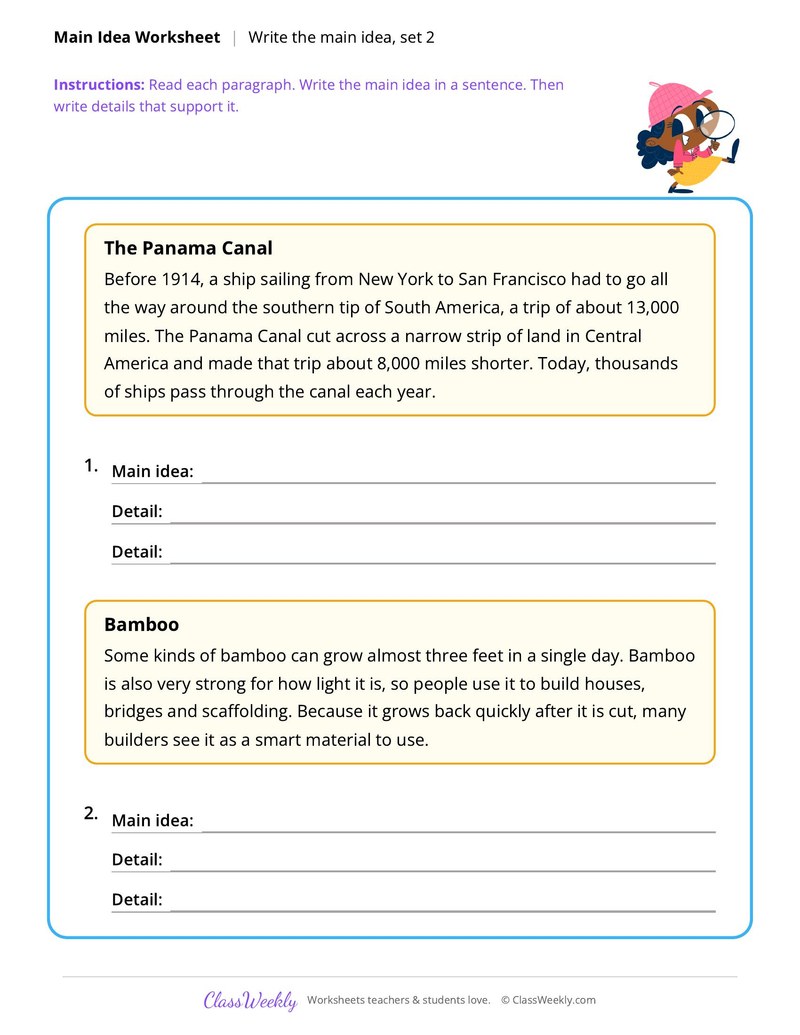 Write the main idea, set 2