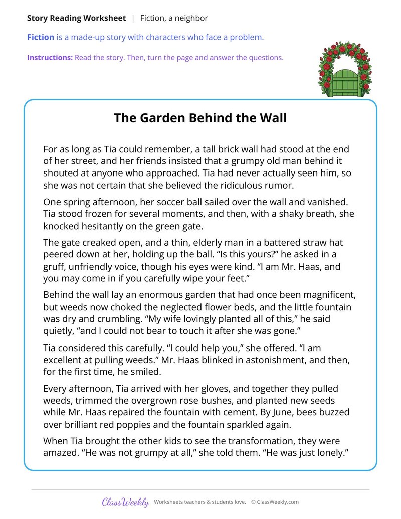 The Garden Behind the Wall (Fiction Passage) - Page 1