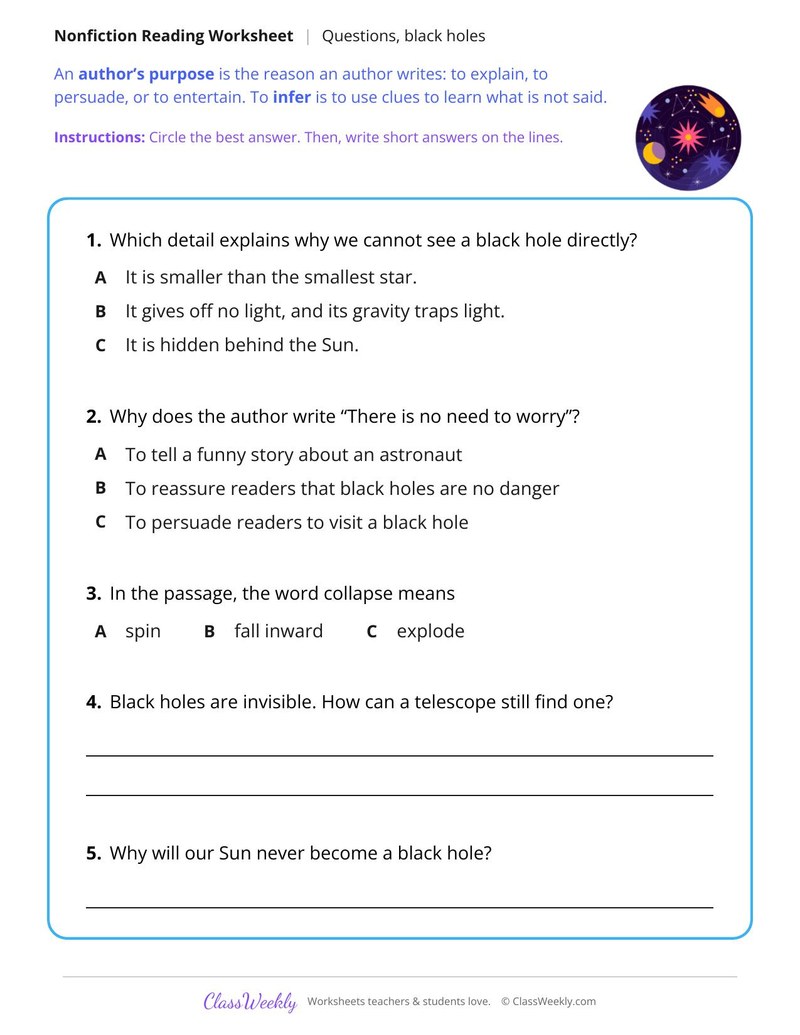 Black Holes (Nonfiction Passage)
