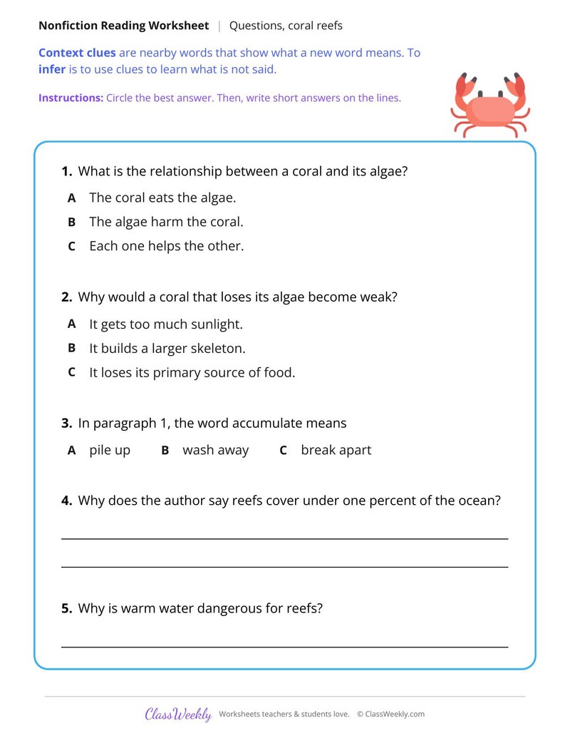 Coral Reef Ecosystems (Nonfiction Passage)