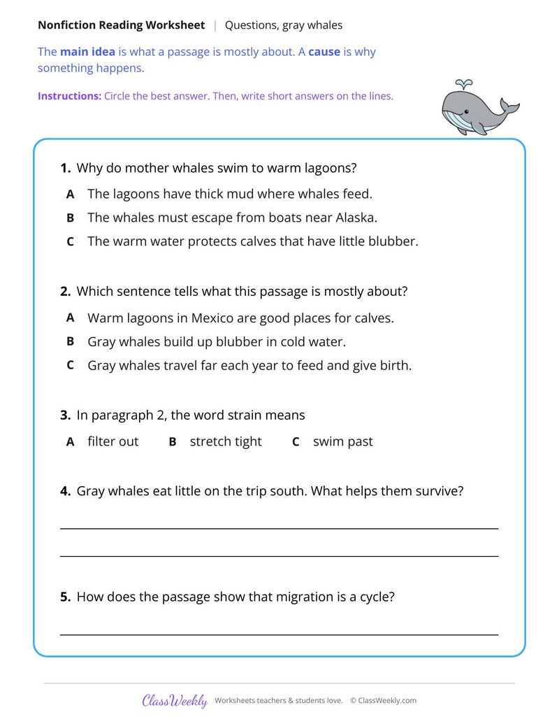 Migration of Whales (Nonfiction Passage)