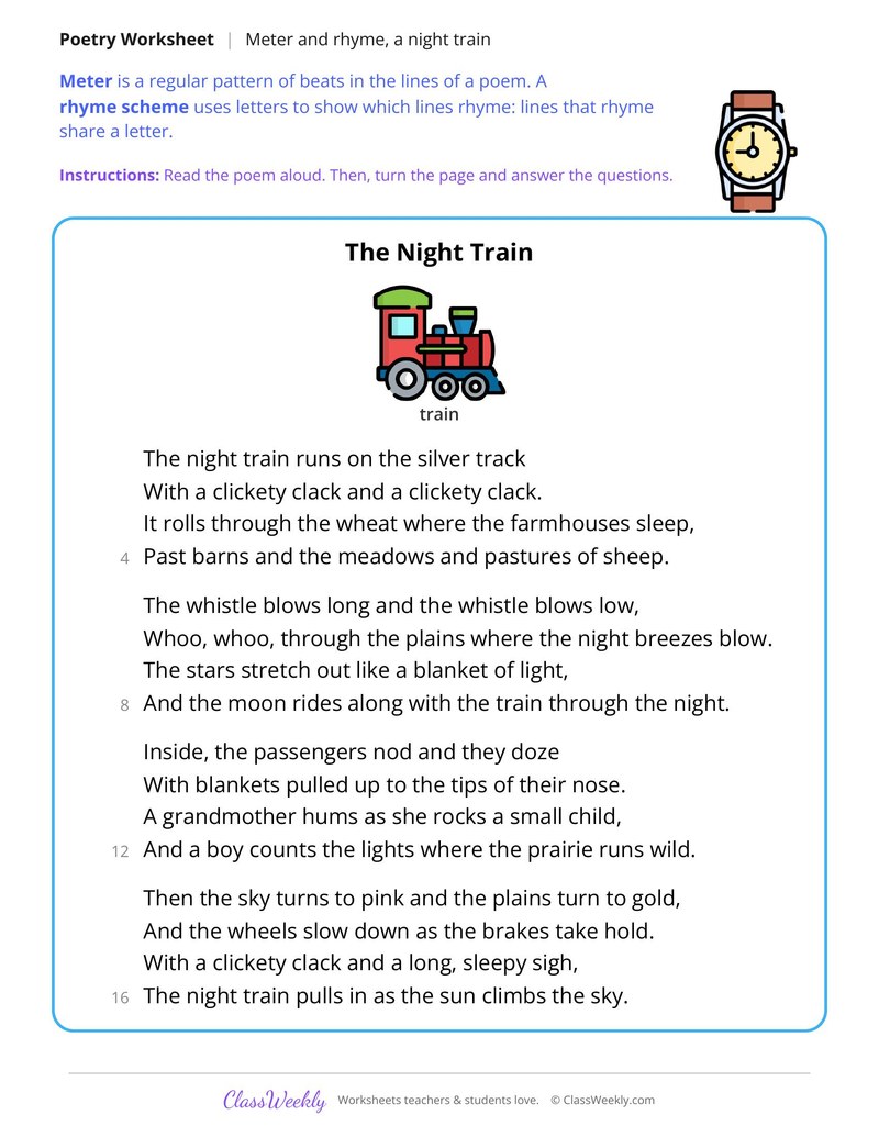 Find the Meter and Rhyme in a Poem About a Train - Page 1