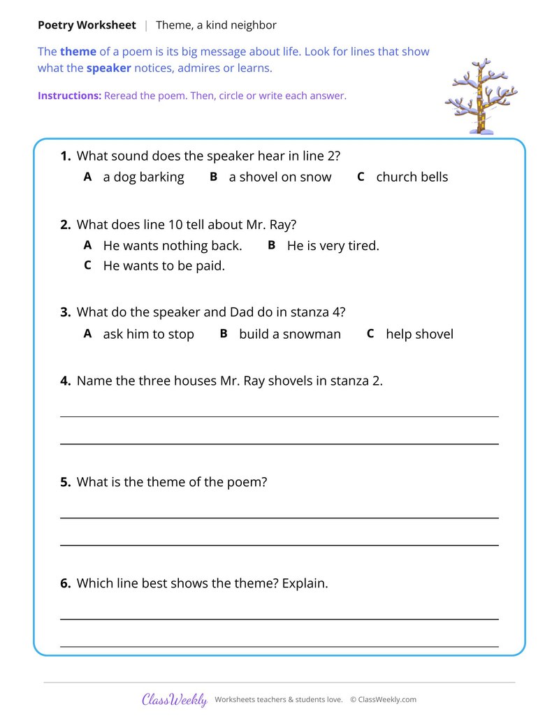 Find the Theme of a Poem About Kindness