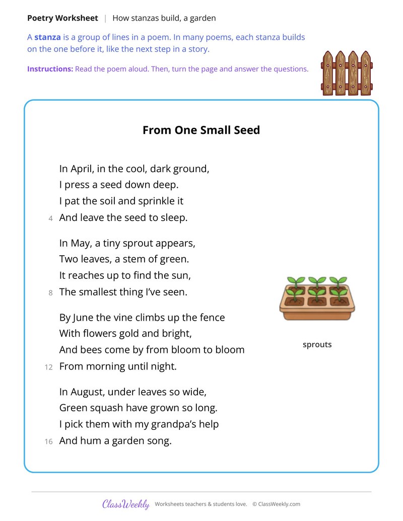 How Stanzas Fit Together in a Poem About a Garden - Page 1