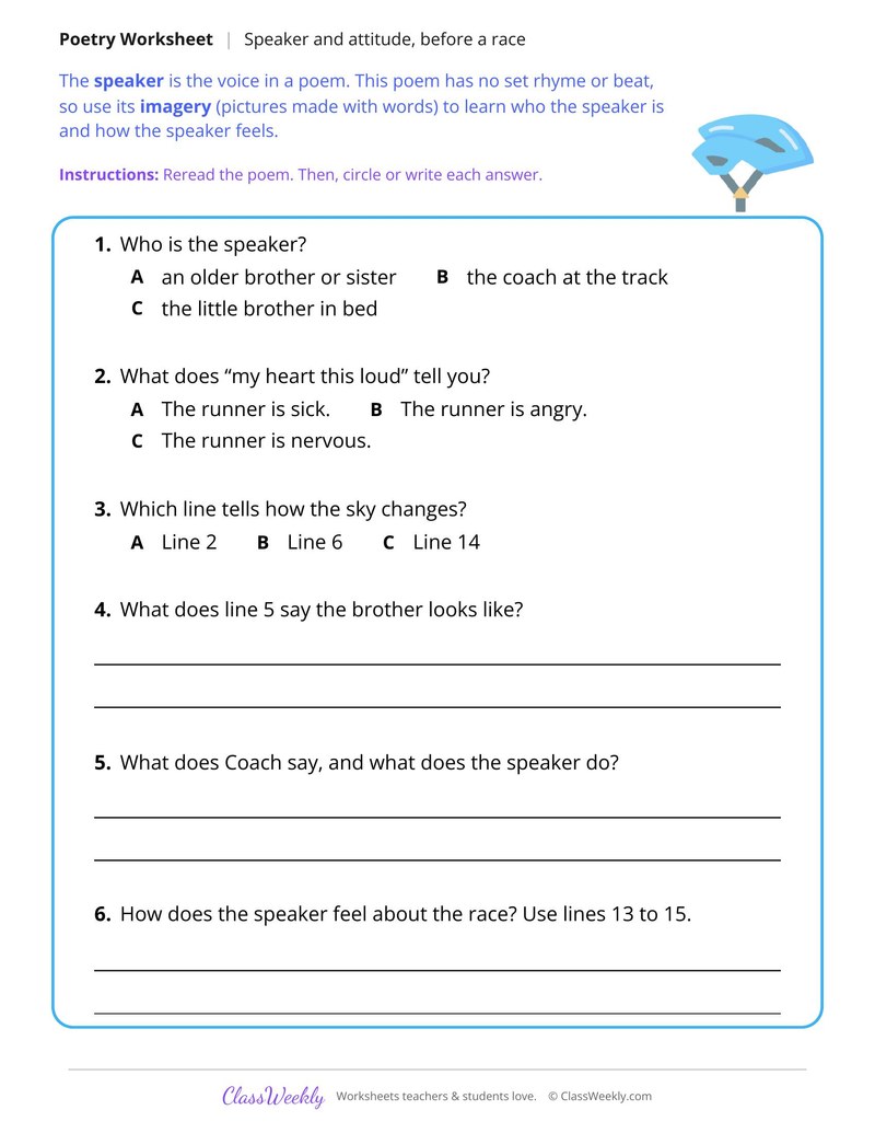 Read an Unrhymed Poem and Describe the Speaker