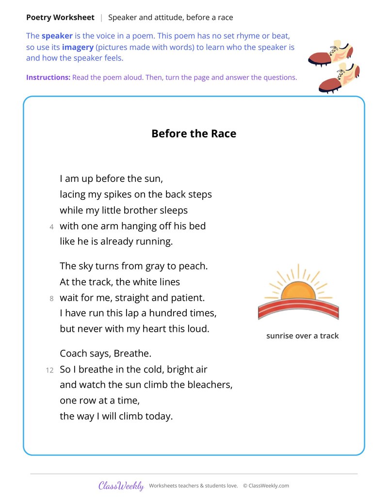 Read an Unrhymed Poem and Describe the Speaker - Page 1