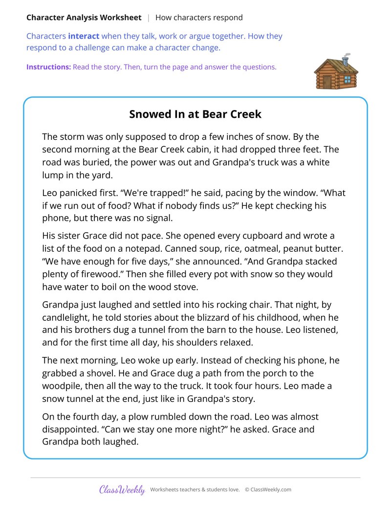 How Characters Respond in a Story About a Snowed In Cabin - Page 1