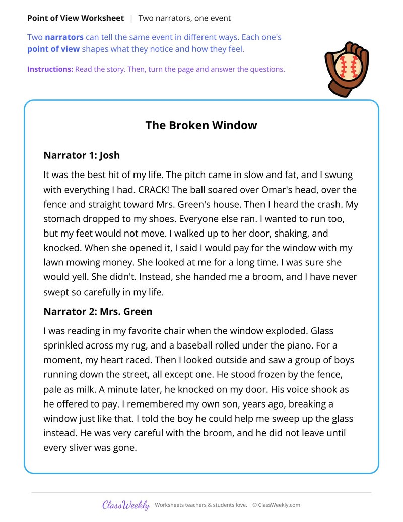 Two Narrators Tell a Story About a Broken Window - Page 1