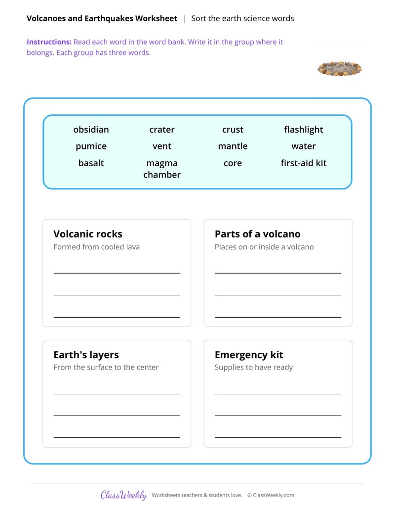 Sort the Earth Science Words