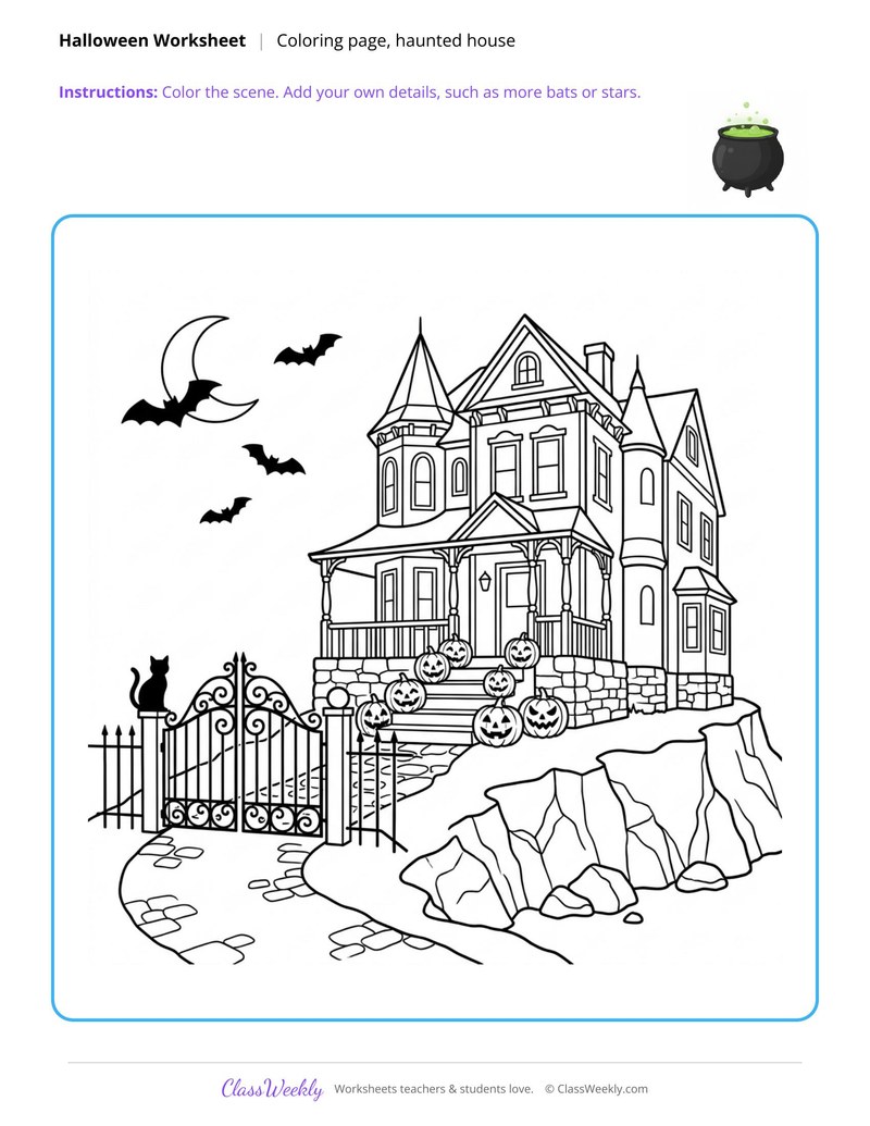 Haunted House Coloring Page