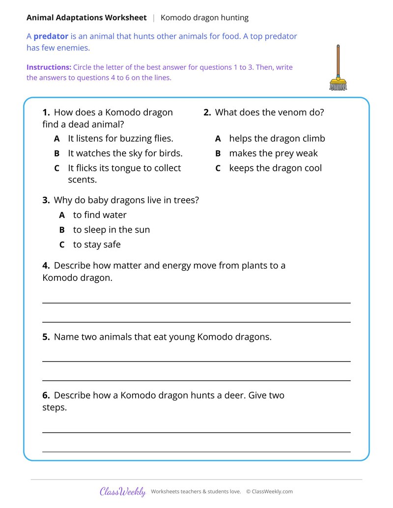 How a Komodo Dragon Hunts, Read and Answer - Page 2