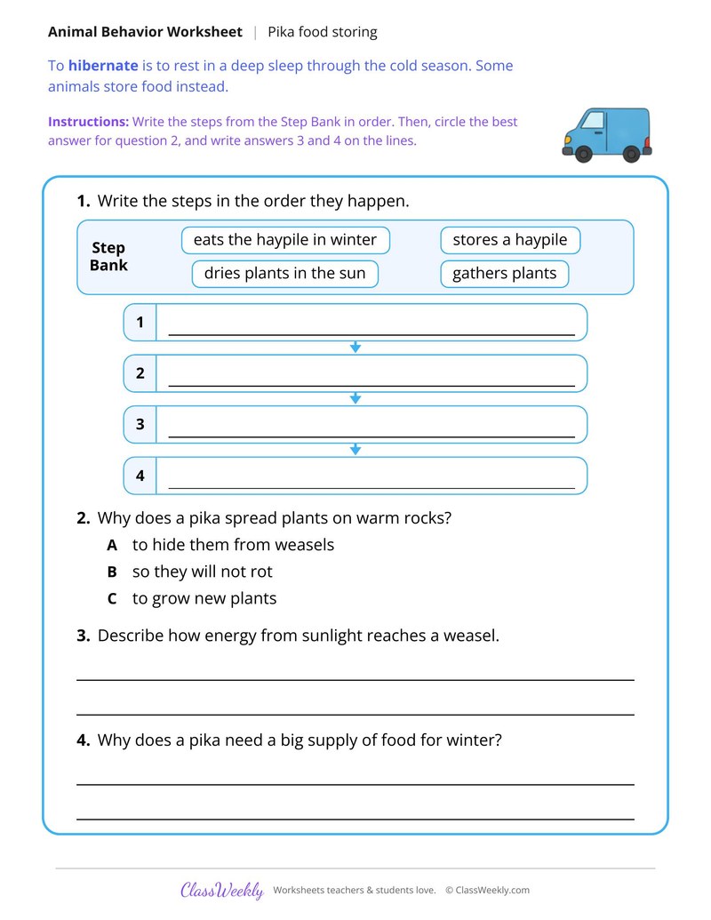 How a Pika Gets Ready for Winter, Read and Answer - Page 2