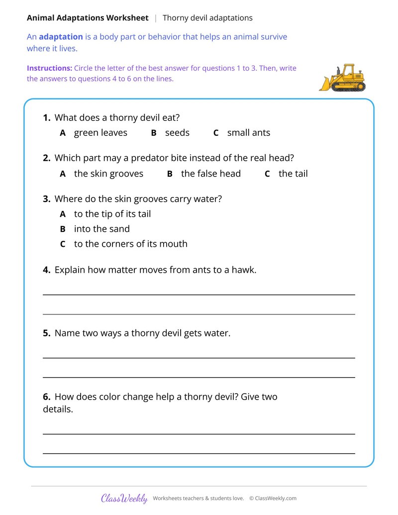 How a Thorny Devil Drinks Through Its Skin, Read and Answer - Page 2