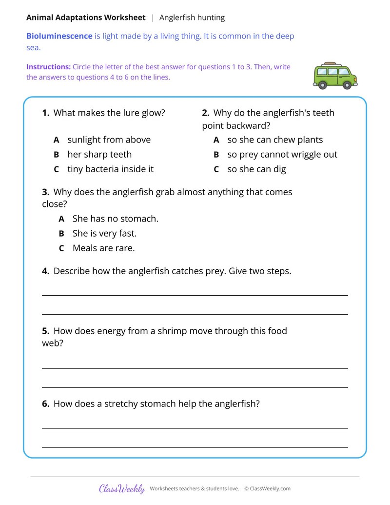 How an Anglerfish Hunts in the Deep Sea, Read and Answer - Page 2
