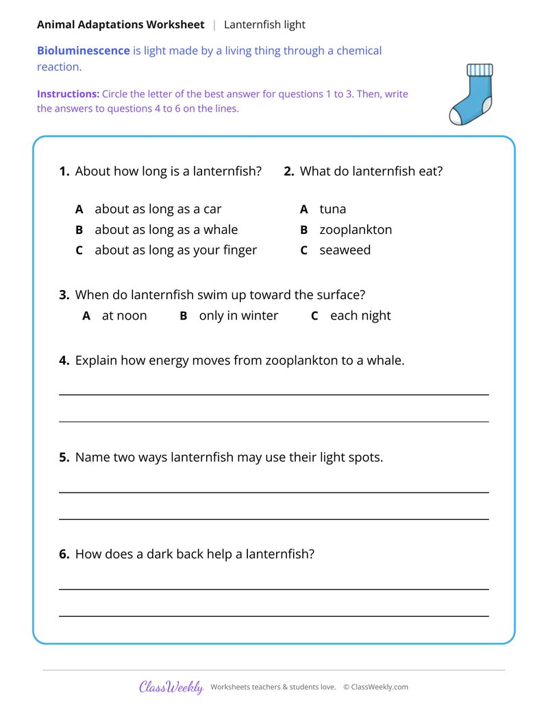 How Deep Sea Animals Make Their Own Light, Read and Answer - Page 2