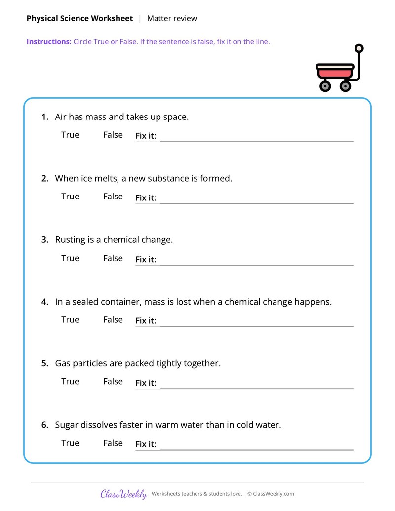 Physical Science: Matter review
