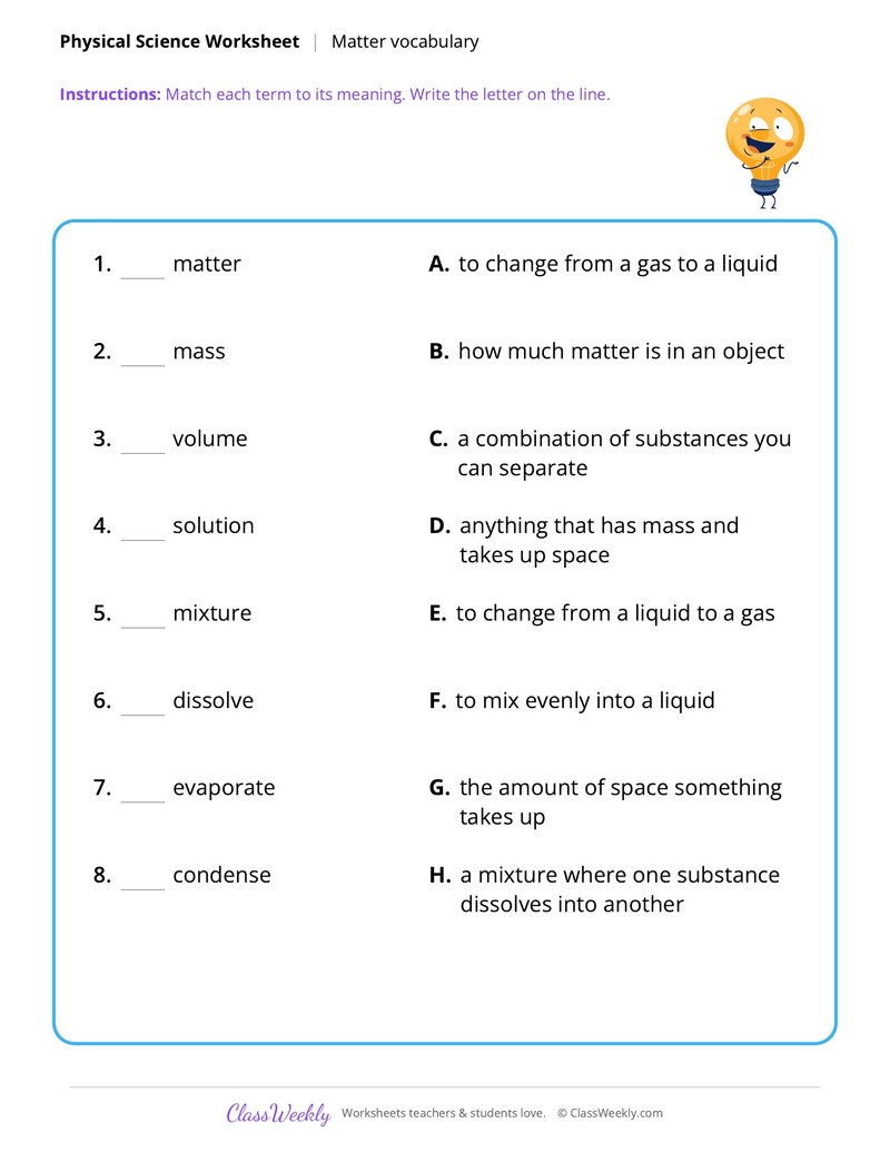 Physical Science: Matter vocabulary