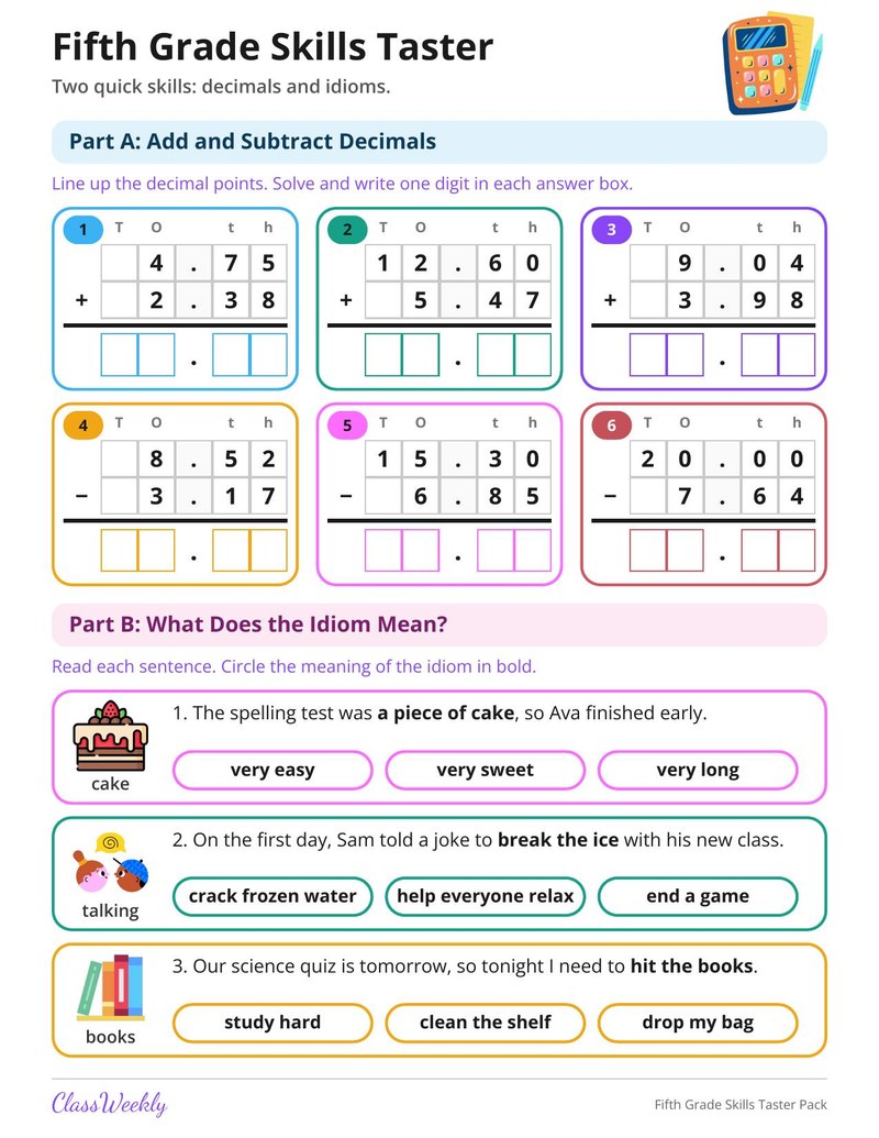 Fifth Grade Skills Taster Pack