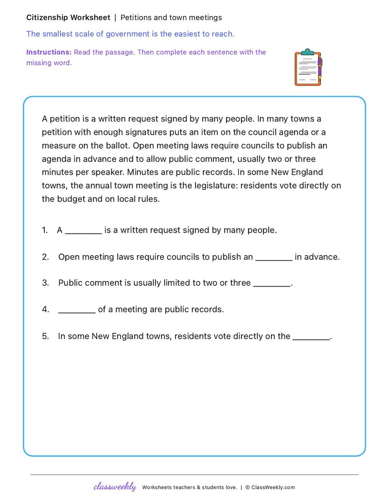 Petitions and town meetings