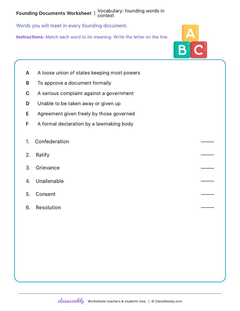 Vocabulary: founding words in context