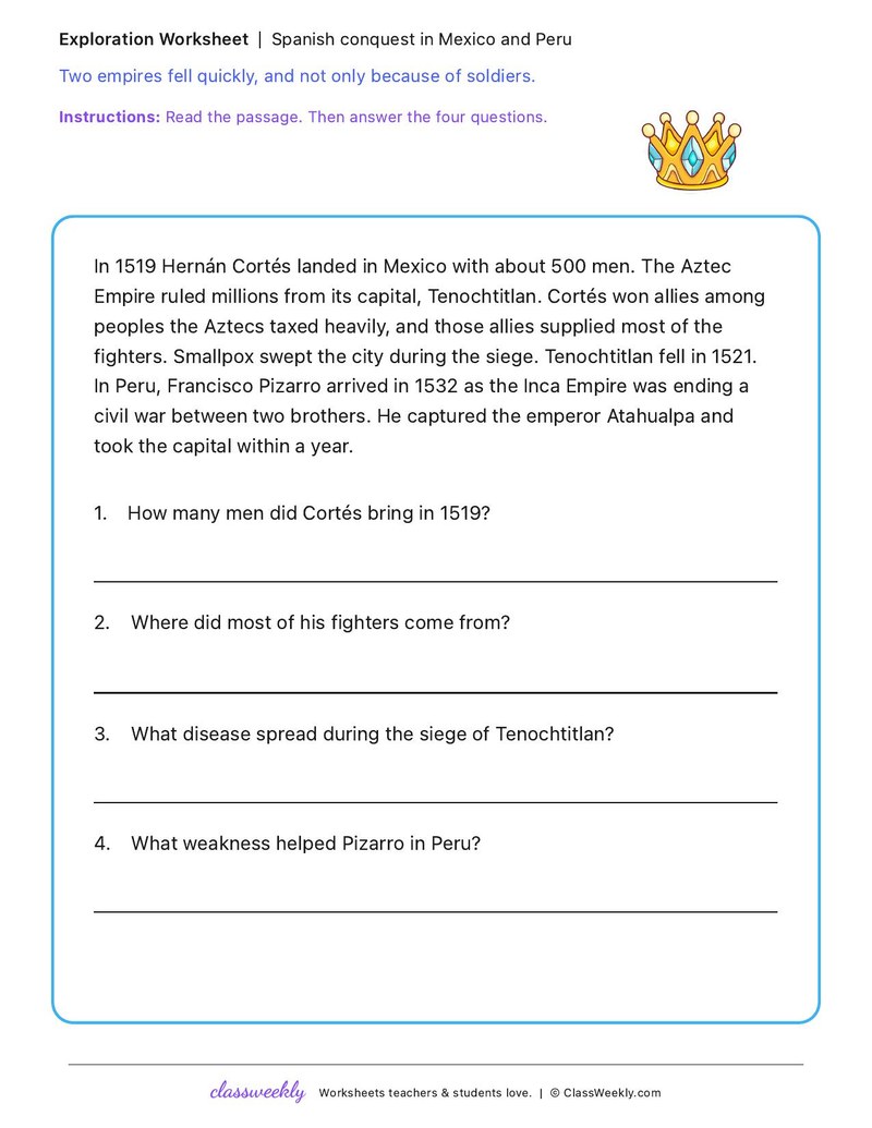 Spanish conquest in Mexico and Peru