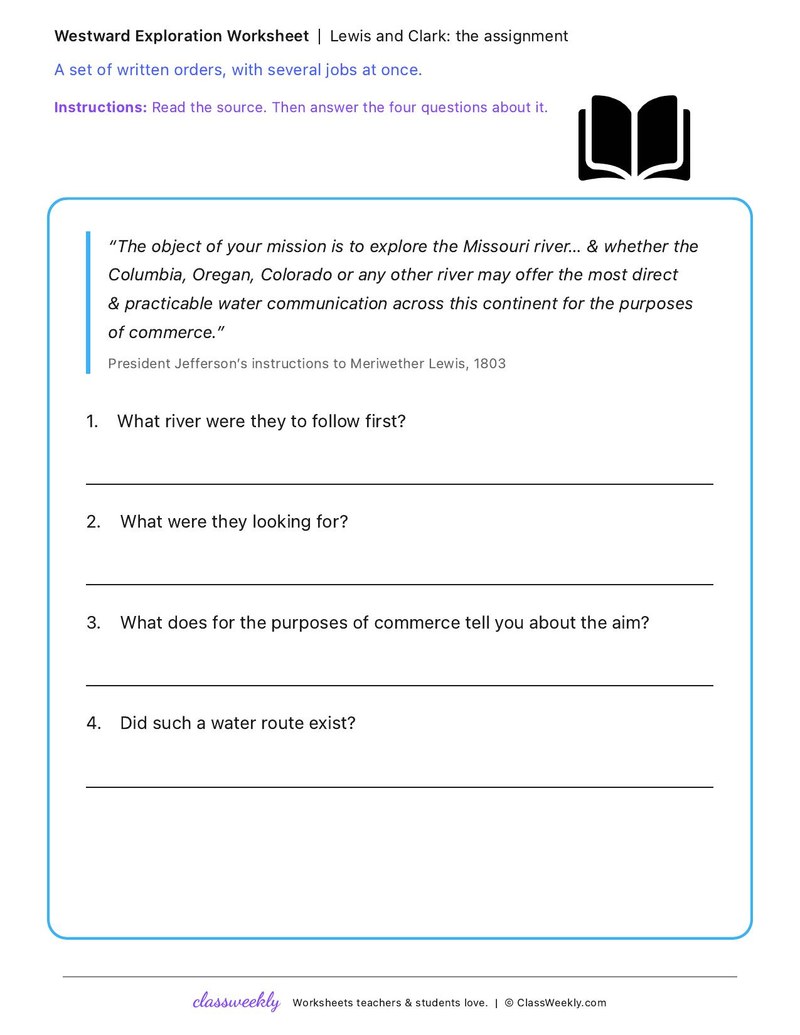 Lewis and Clark: the assignment